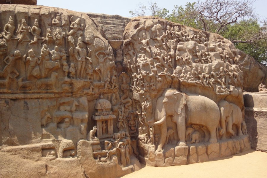 Pénitence d'Arjuna, Descente du Gange, Mahabalipuram