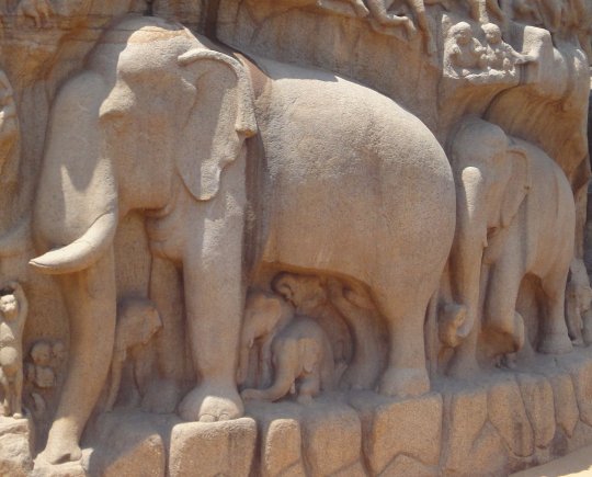 Pénitence d'Arjuna, Descente du Gange, Mahabalipuram